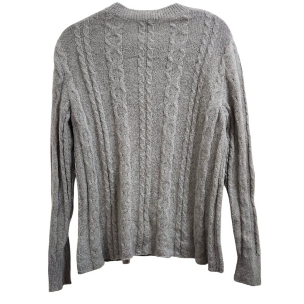 James Perse 100% Cashmere Cable Knit Sweater Women’s Size 3 Gray Luxury Pullover - Picture 4 of 12